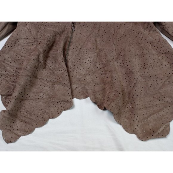 BCBG MAXAZRIA WOMEN SZ S ZIP FRONT DESIMETRICO 3/4 SLEEVE HOLE PUNCHED FABRIC - Picture 6 of 16